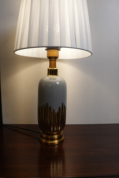 Grey & Gold Drip Ceramic Table Lamp