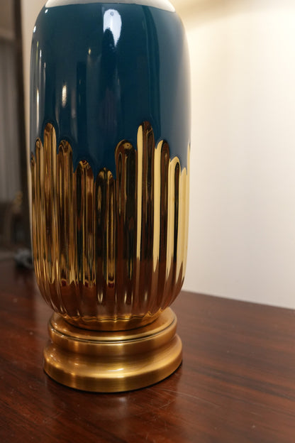 Teal & Gold Drip Ceramic Table Lamp