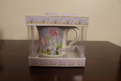 Lilac Tulip Ceramic Mug with Clear Gift Box
