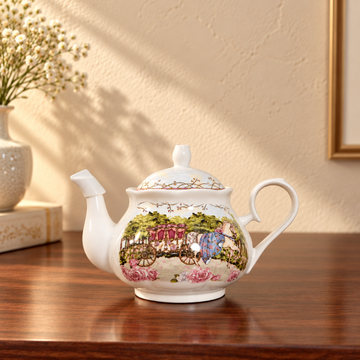Enchanted Carriage Ceramic Teapot with Gift Box