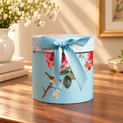 Aqua Rose Ceramic Mug with Round Gift Box