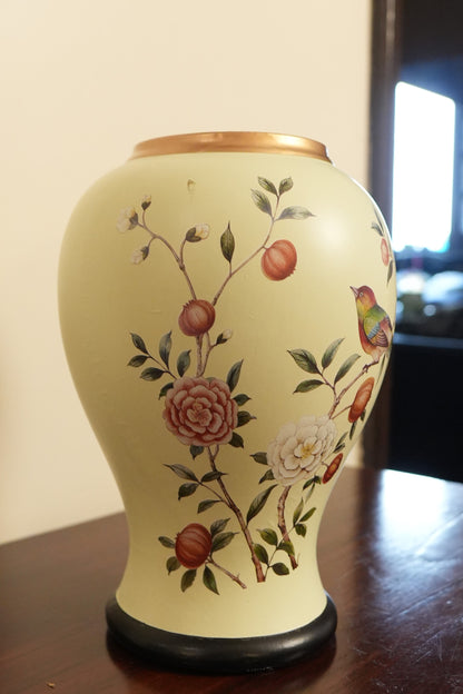 Cream Pomegranate & Bird Baluster Ceramic Vase