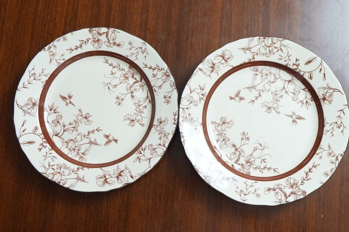 Cinnamon Songbird Ceramic Dinner Plate Set of 2