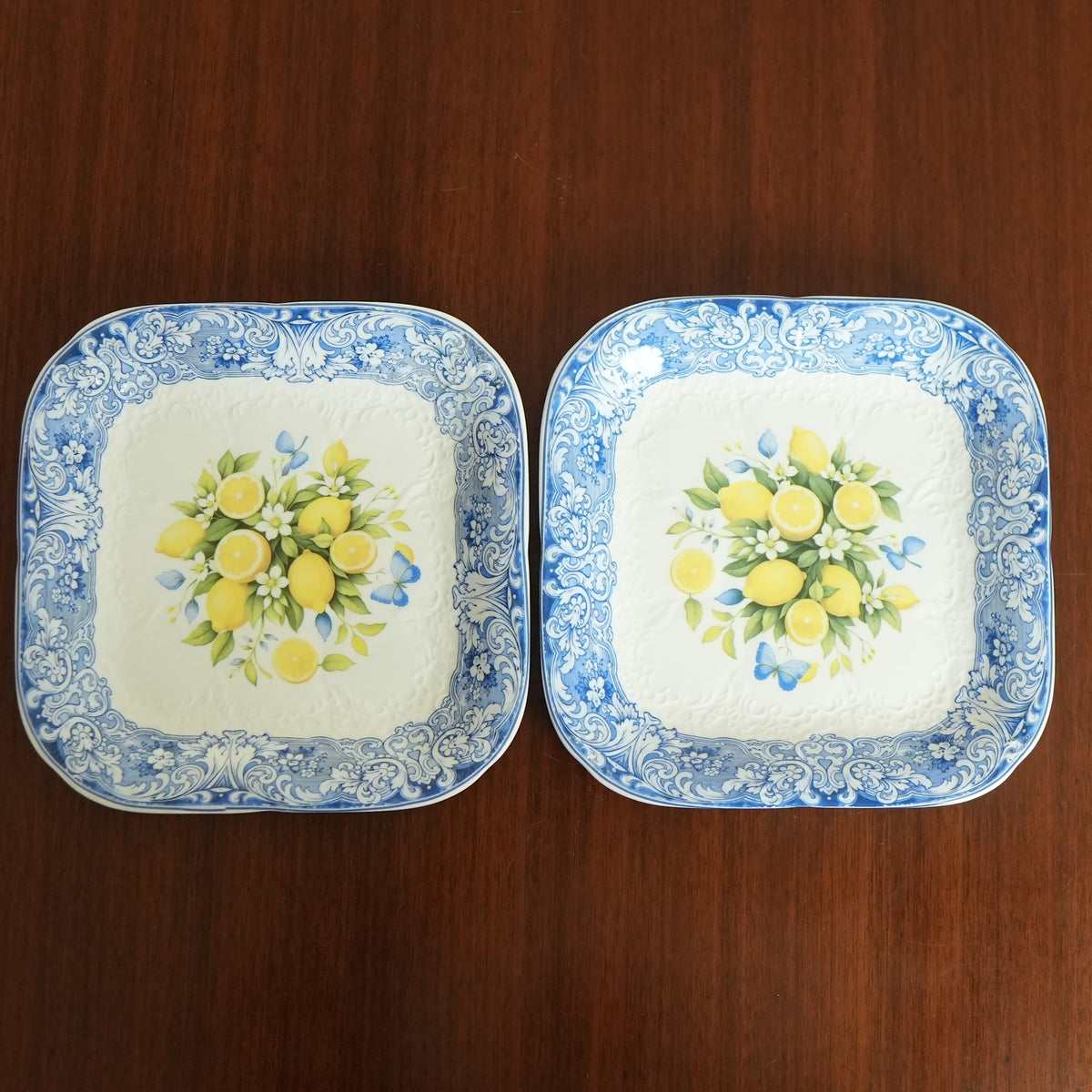 Sorrento Blue Lemon Ceramic Square Platter (Set of 2)