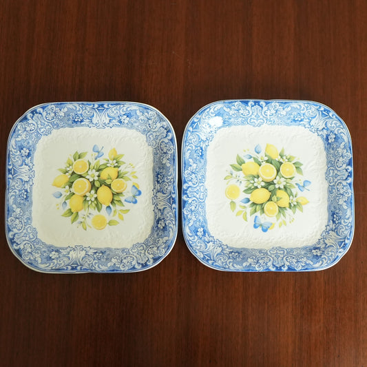 Sorrento Blue Lemon Ceramic Square Platter (Set of 2)
