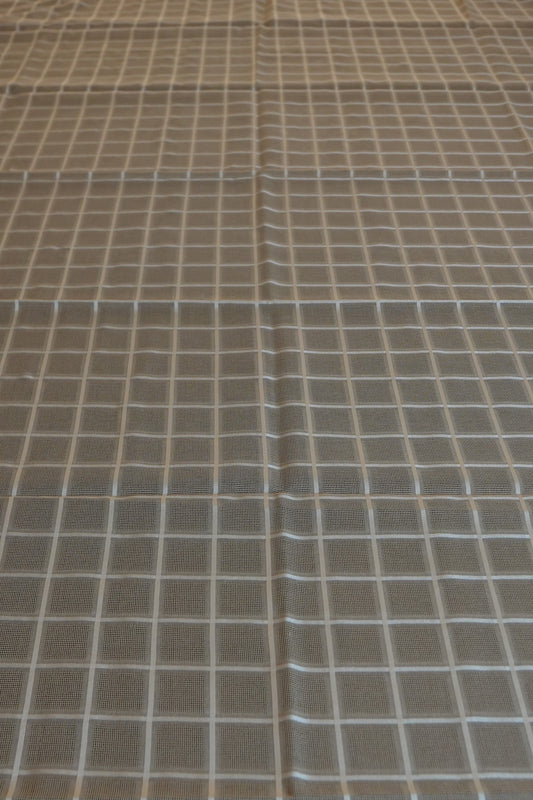 Taupe Windowpane Check Linen Table Sheet with Cream Border (6 Seater)