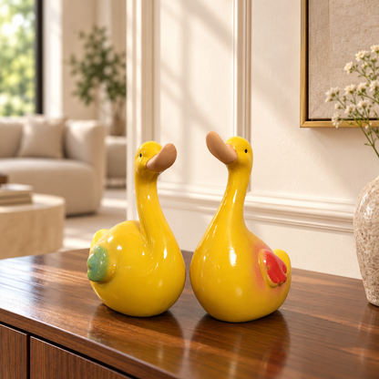 Yellow Duck Ceramic Figurine (Set of 2)
