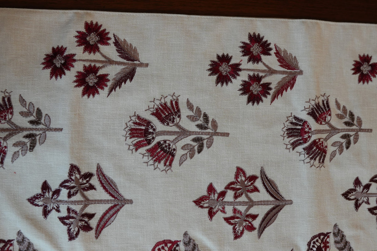 Maroon Floral Buta Table Runner with Tassels (Long)