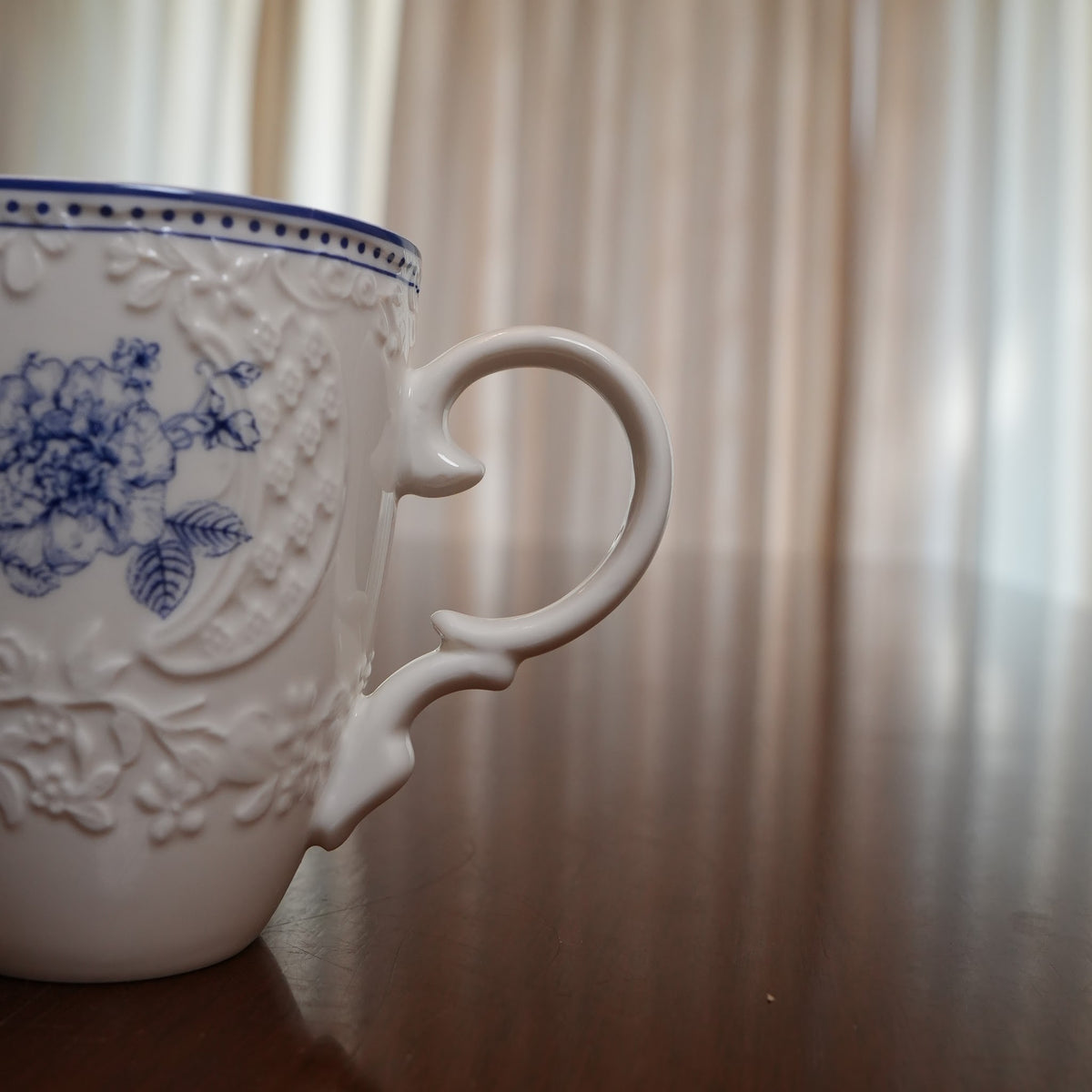 Delft Rose Embossed Ceramic Mug (Set of 2)