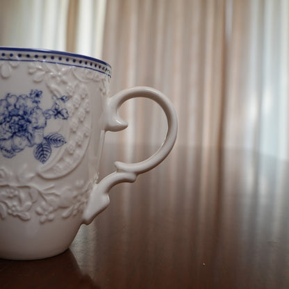 Delft Rose Embossed Ceramic Mug (Set of 2)