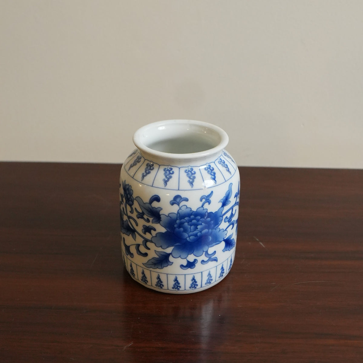 Blue Peony Ceramic Jar Vase