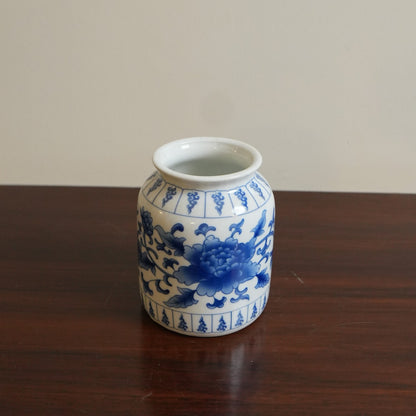 Blue Peony Ceramic Jar Vase