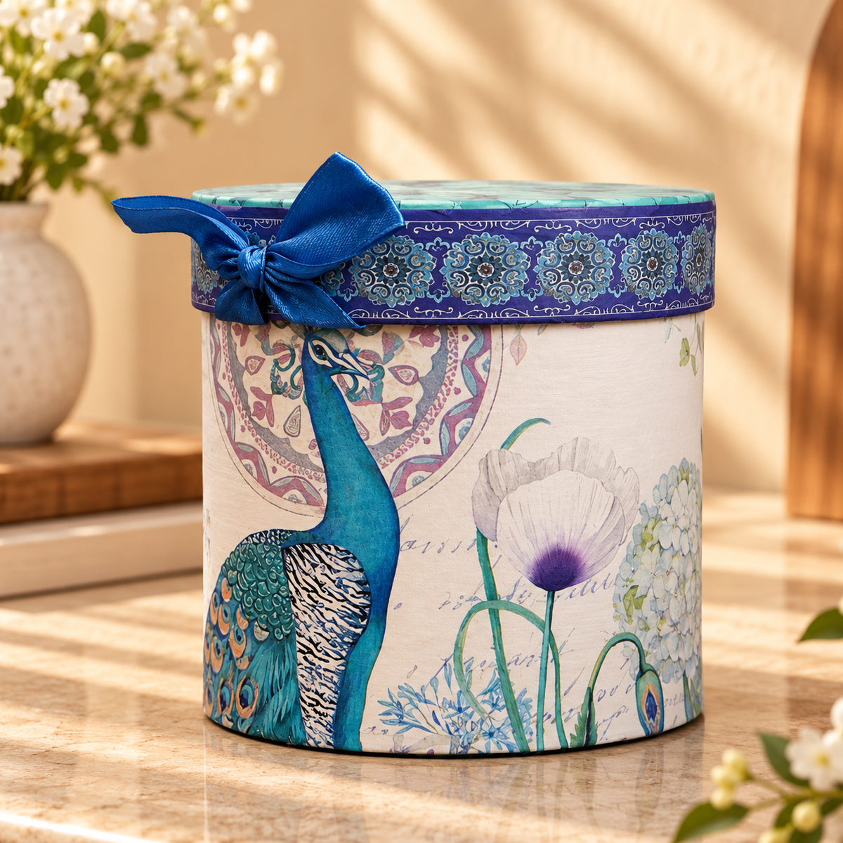 Peacock Garden Ceramic Mug with Round Gift Box