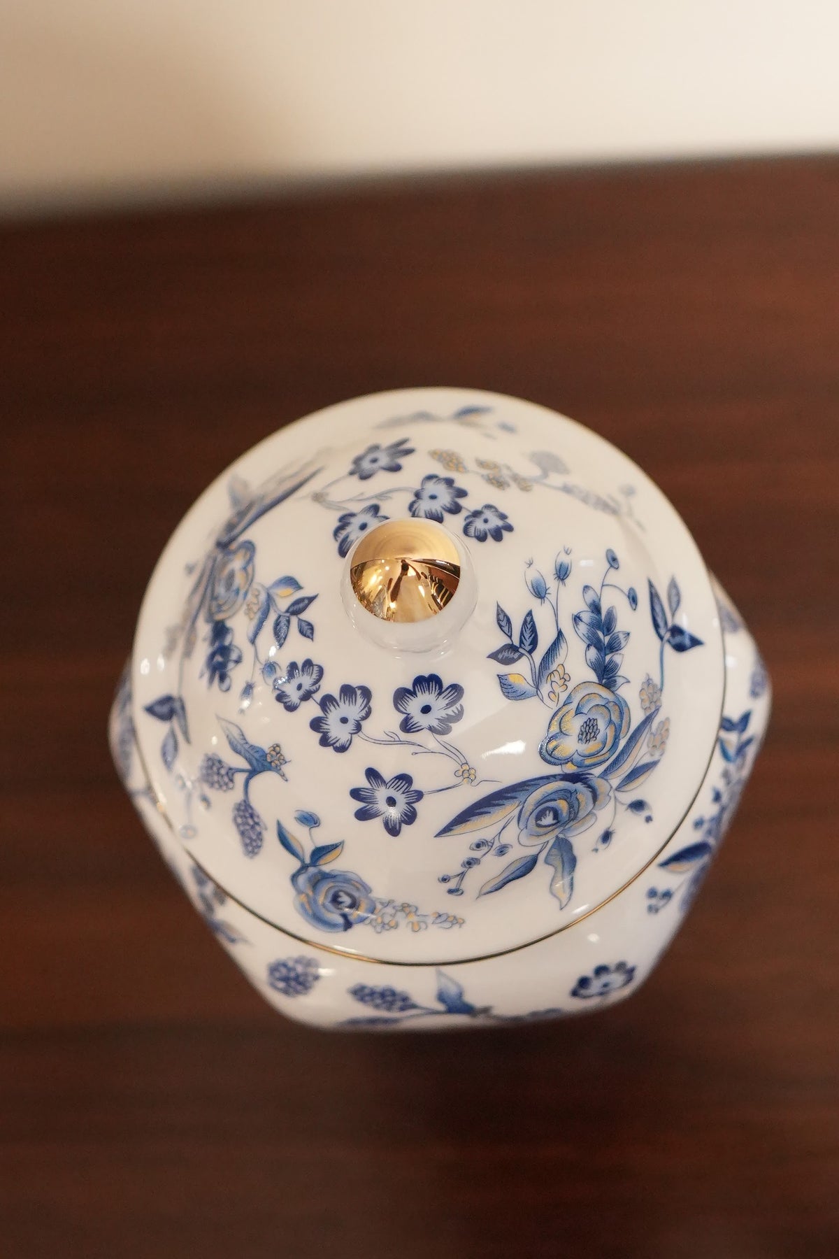 Classic Blue & White Floral Ceramic Ginger Jar