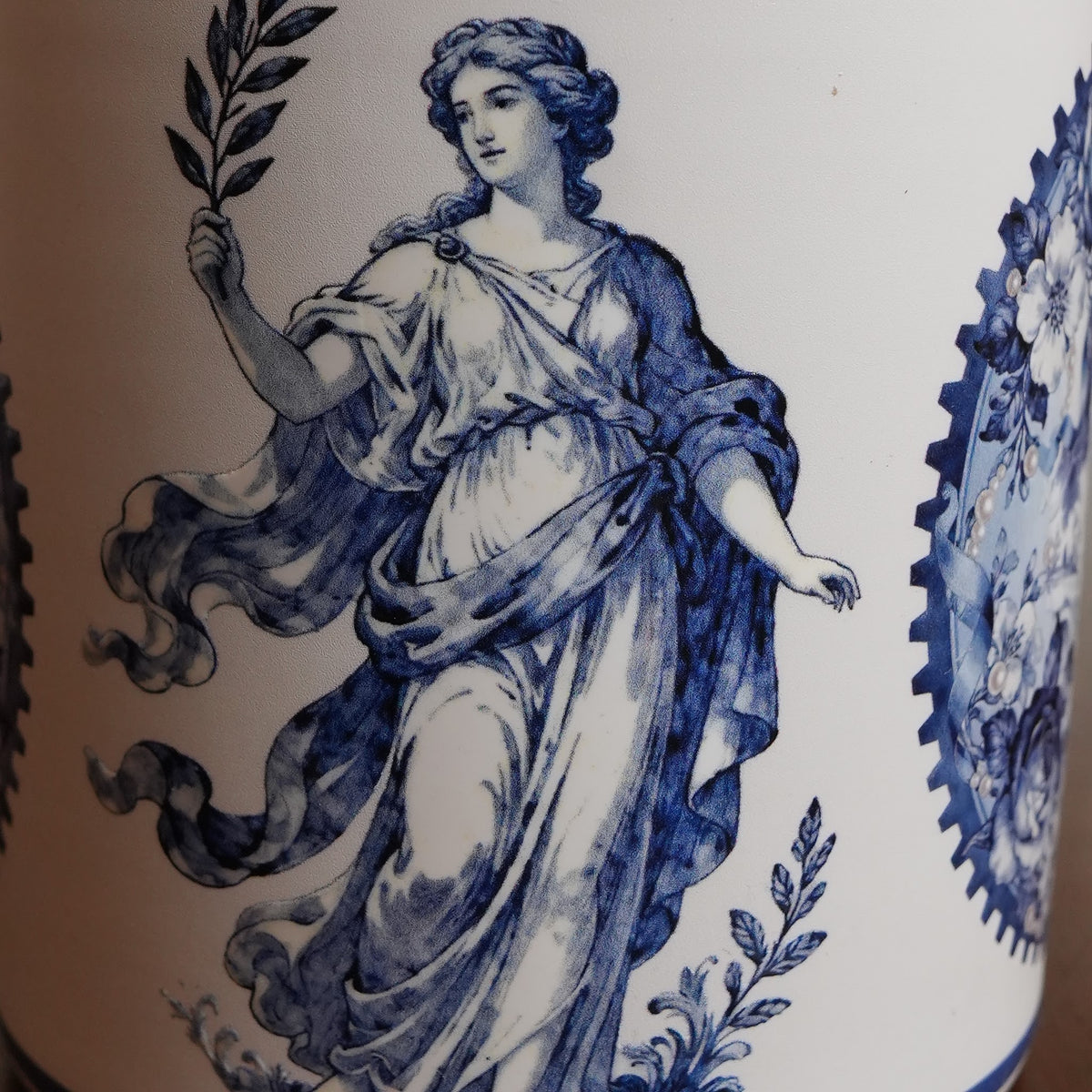 Blue Toile Ceramic Canister with Bamboo Lid