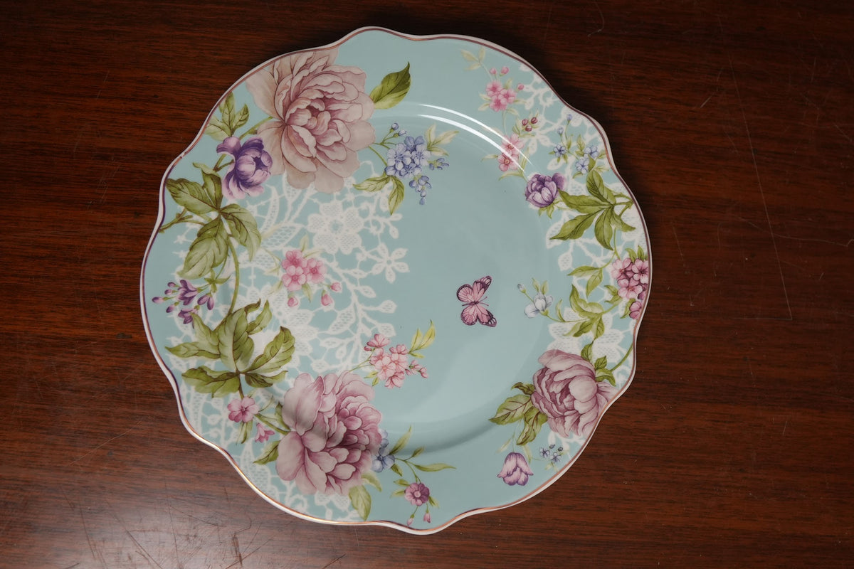 Aqua Peony Ceramic Quarter Plate Set of 2