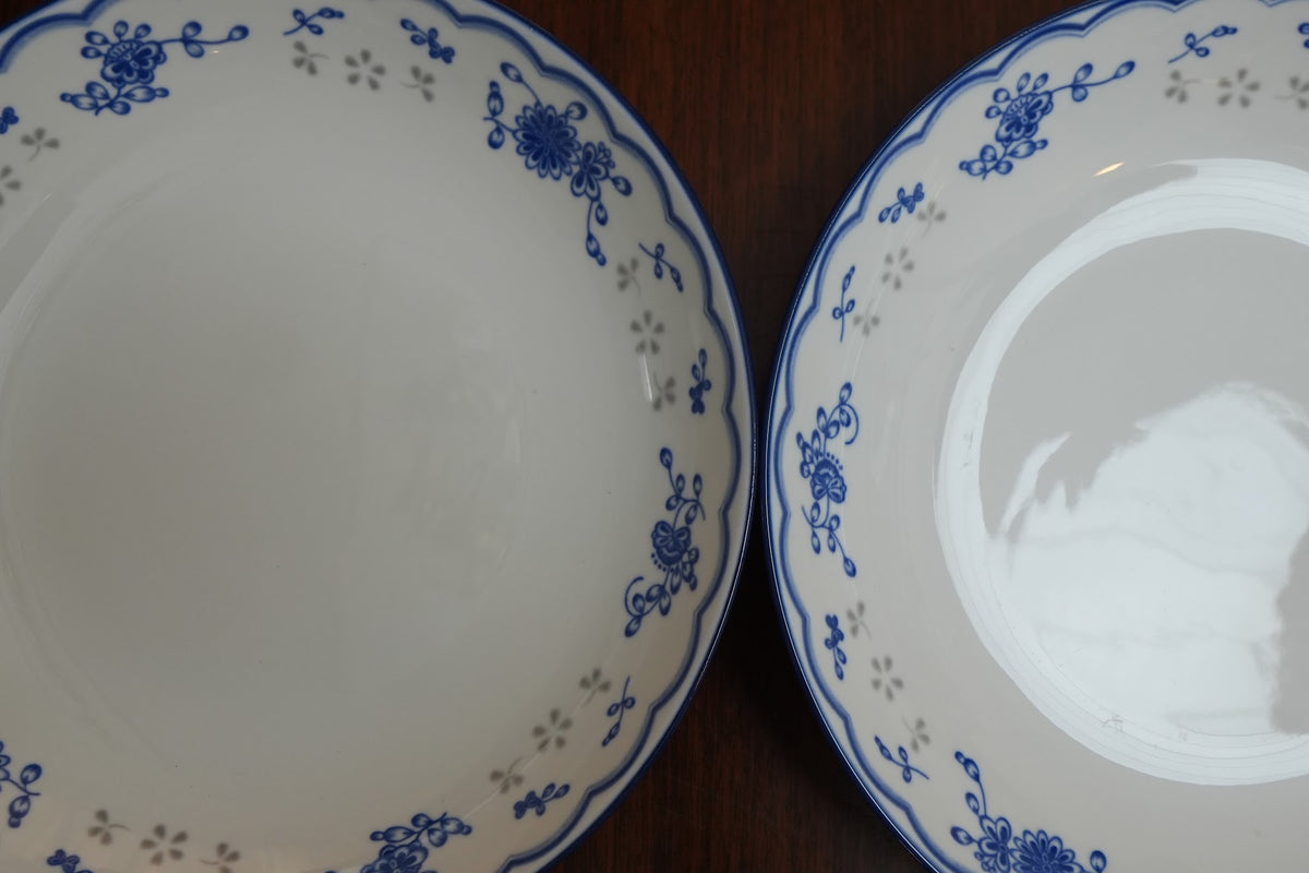 Blue Sprig Ceramic Round Platter Set of 2
