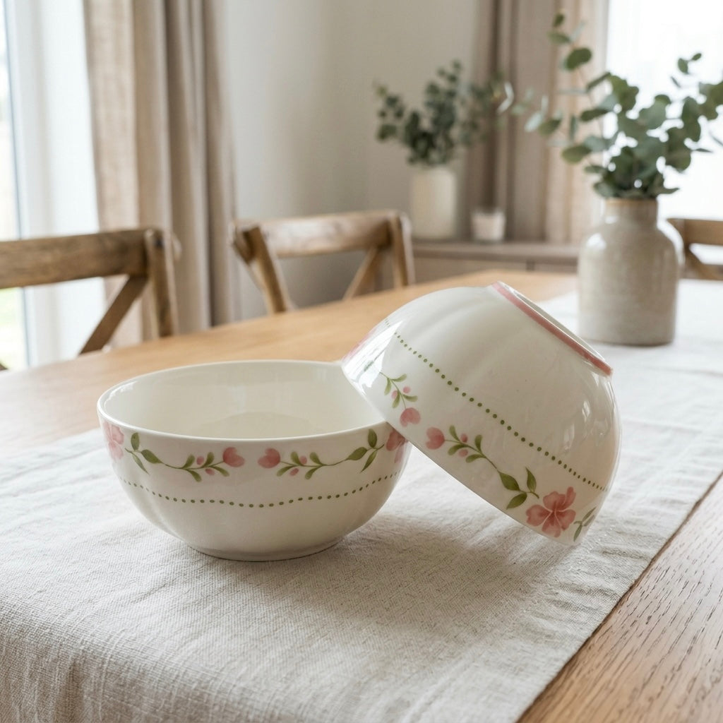 Blush Blossom Ceramic Serving Bowl Set of 2