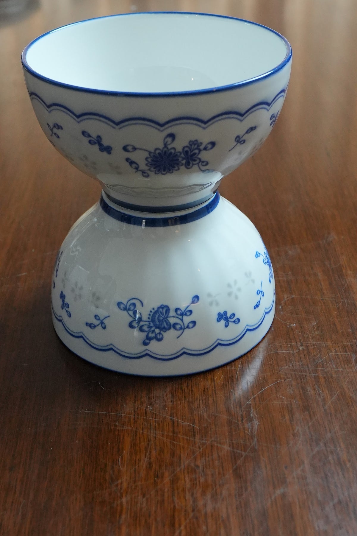 Blue Sprig Scalloped Ceramic Soup Bowl Set of 2