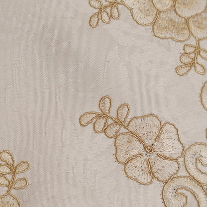 White & Gold Floral Embroidered Cutwork Round Table Mat (Set of 2)