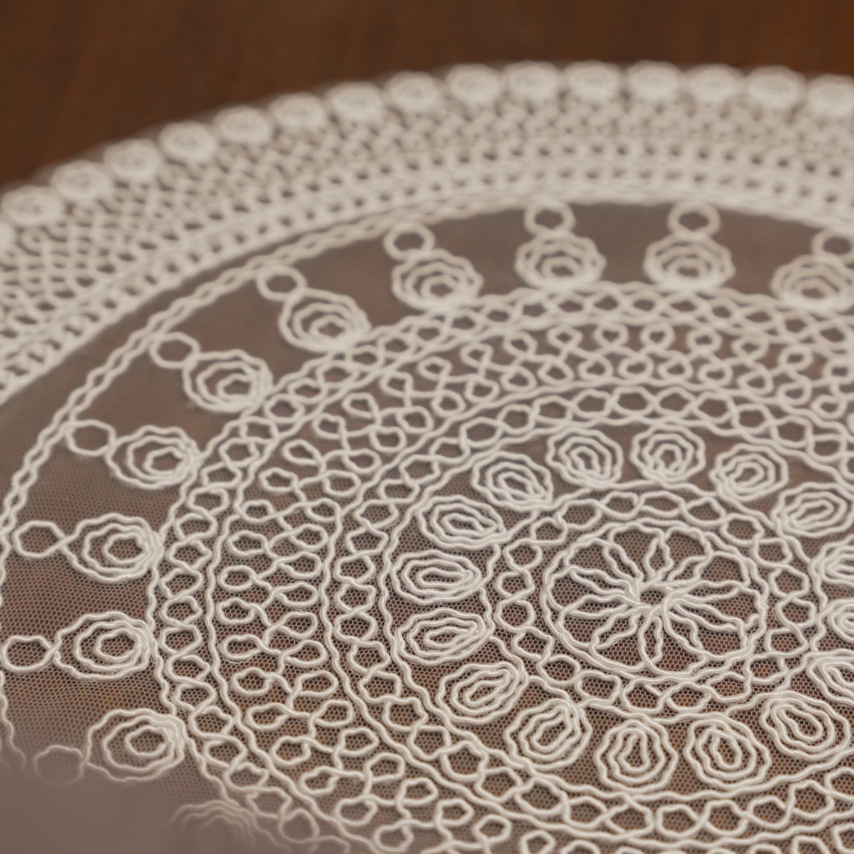 Cream Mandala Crochet Lace Almond Table Mat (Set of 2)