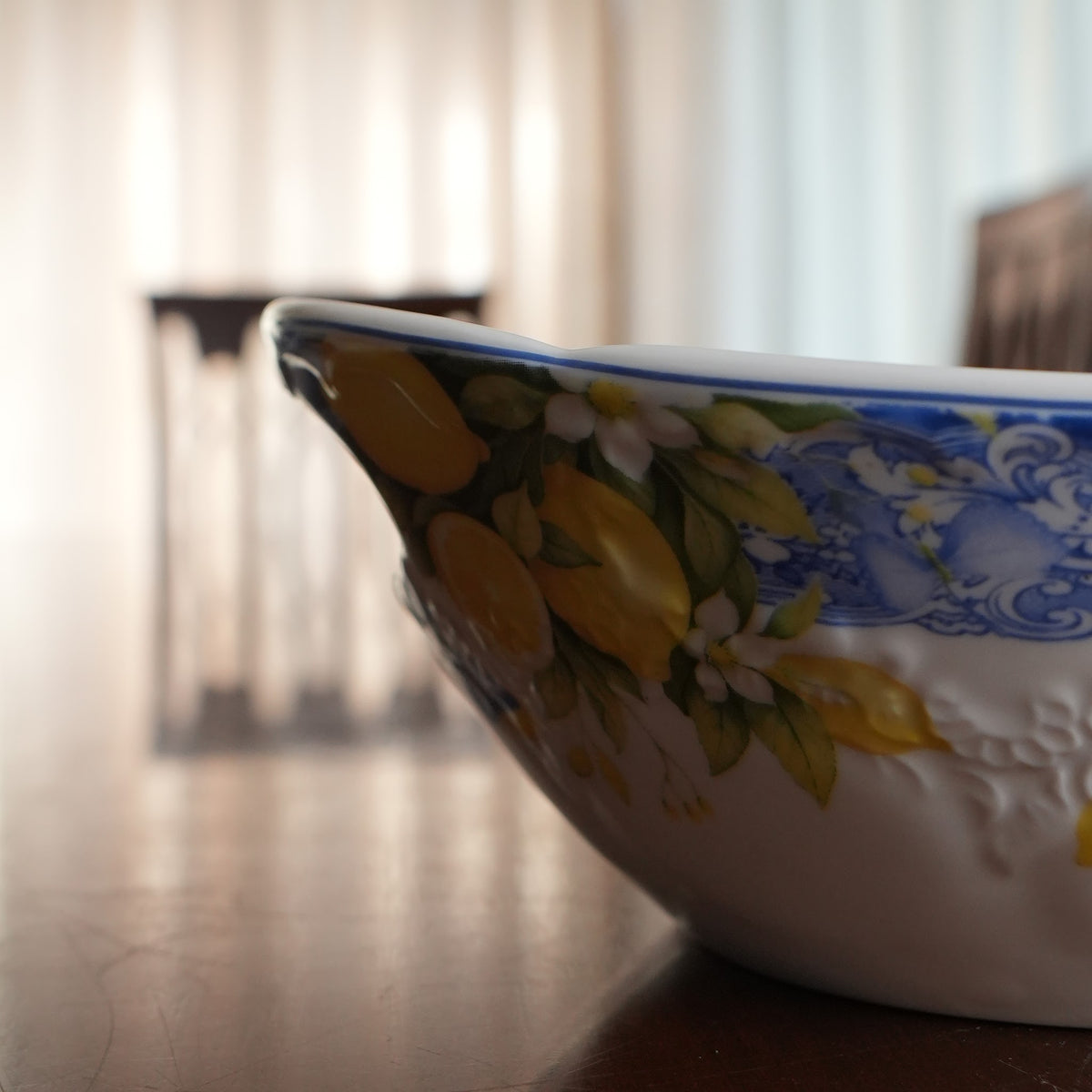 Sorrento Blue Lemon Ceramic Serving Bowl with Handles (Set of 2)
