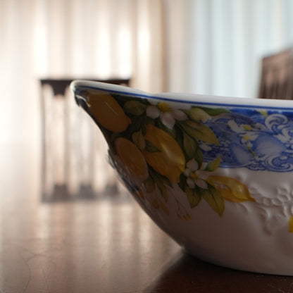 Sorrento Blue Lemon Ceramic Serving Bowl with Handles (Set of 2)