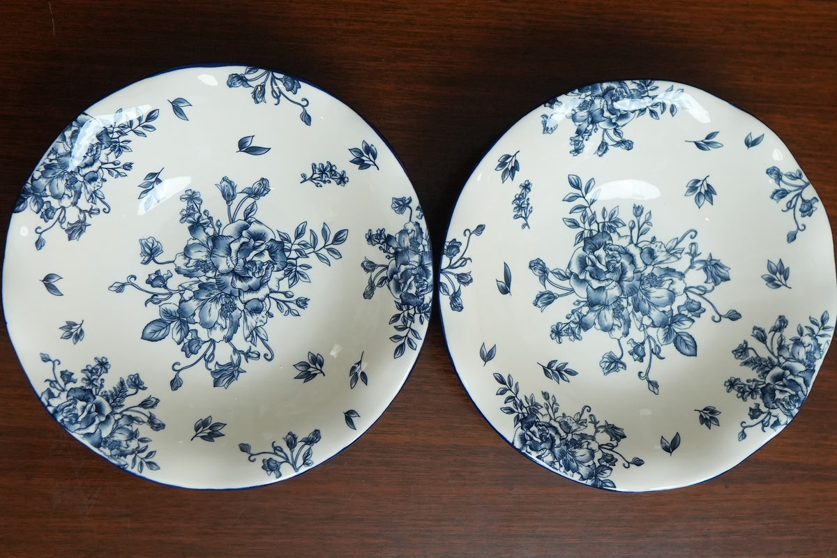 Indigo Rose Ceramic Serving Bowl Set of 2