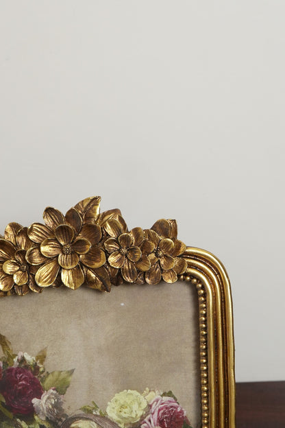Gold Floral Crest Photo Frame
