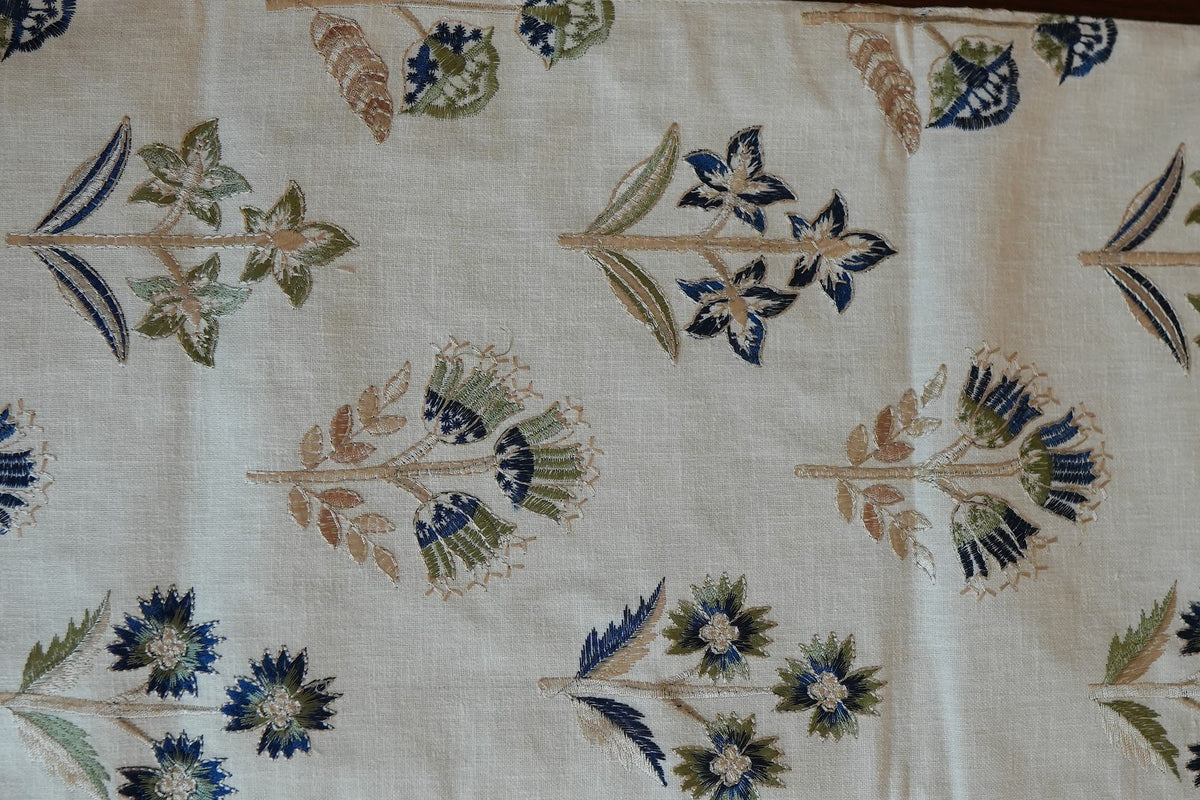 Blue Floral Buta Table Runner with Tassels (Long)