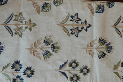 Blue Floral Buta Table Runner with Tassels (Long)