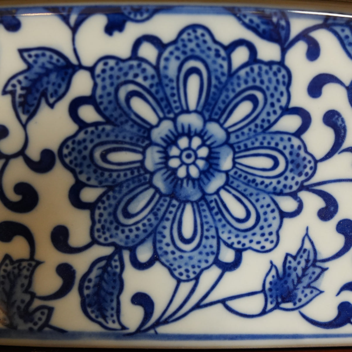 Blue Lotus Scroll Ceramic Tissue Box