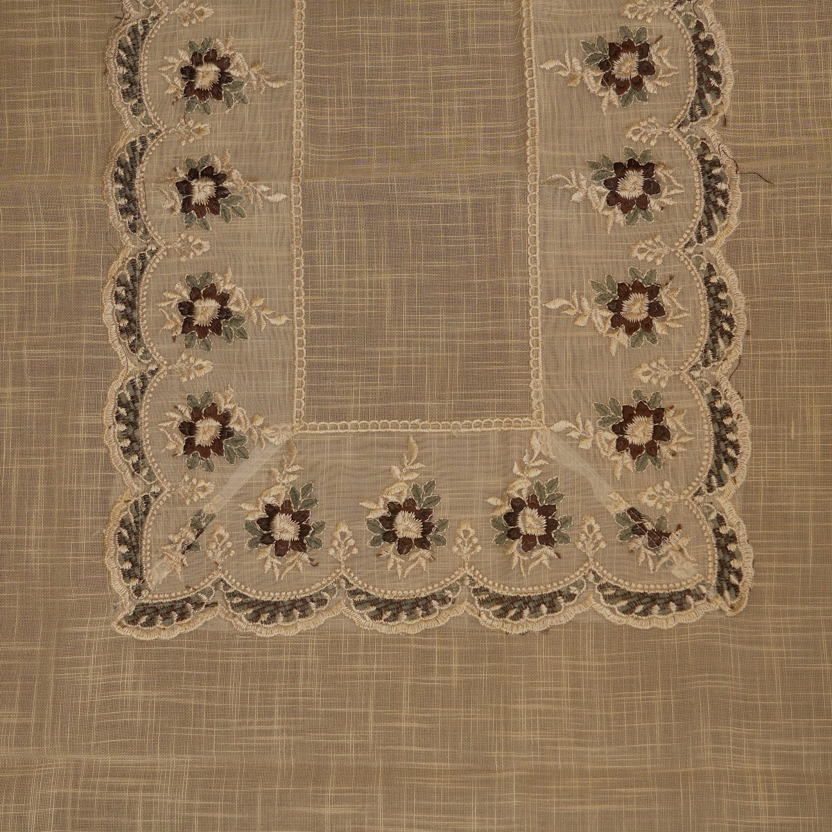 Top view of the embroidered border