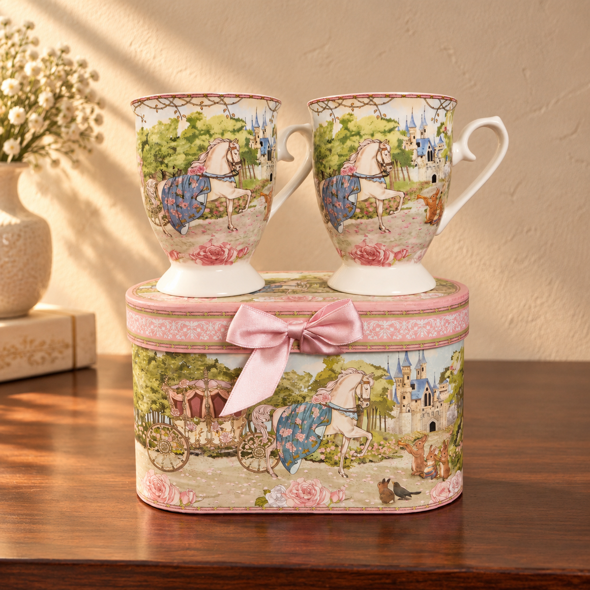 Enchanted Castle Ceramic Mug Set of 2 with Oval Gift Box
