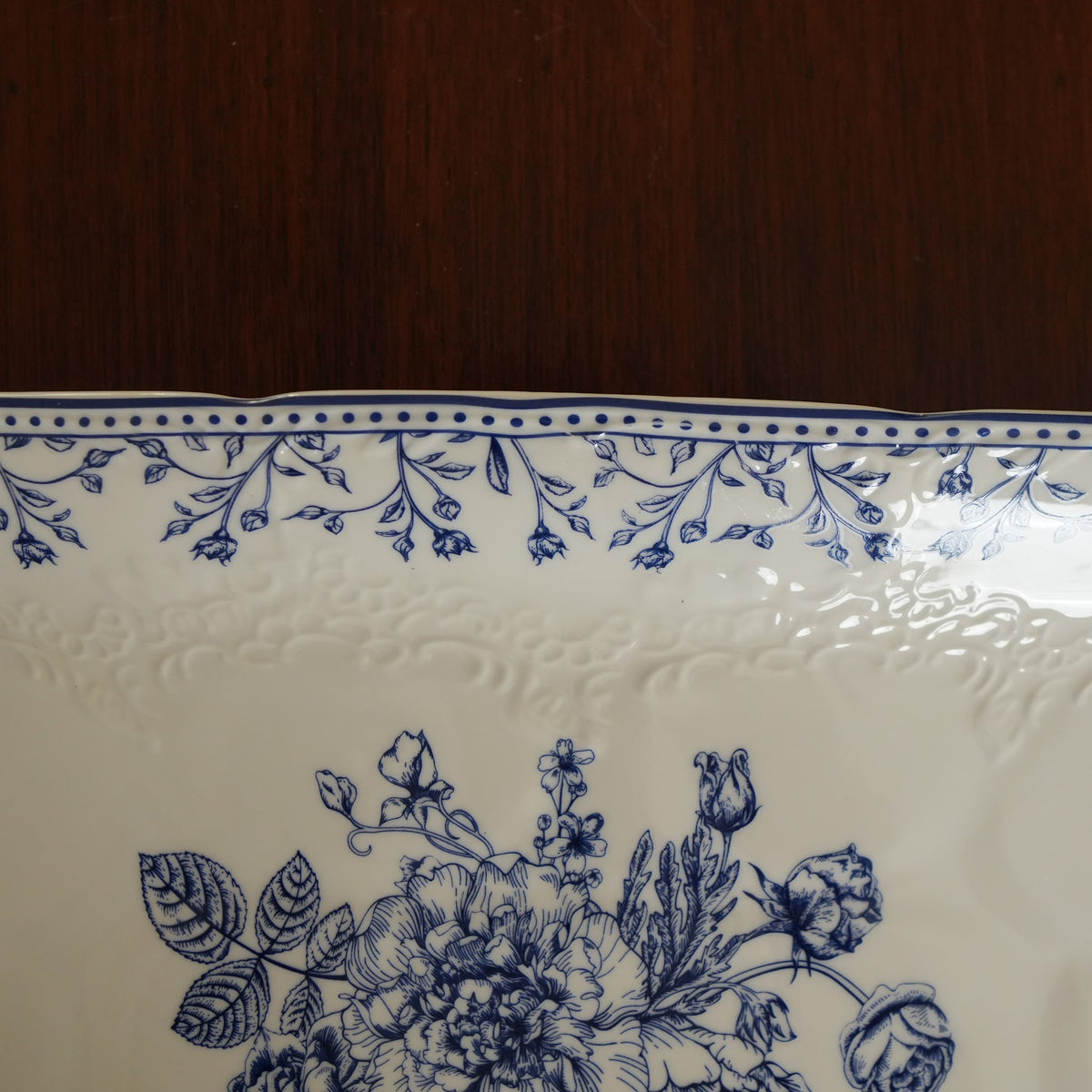 Delft Rose Ceramic Rectangular Serving Platter