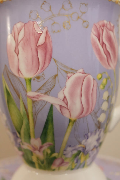 Lilac Tulip Ceramic Mug with Round Gift Box