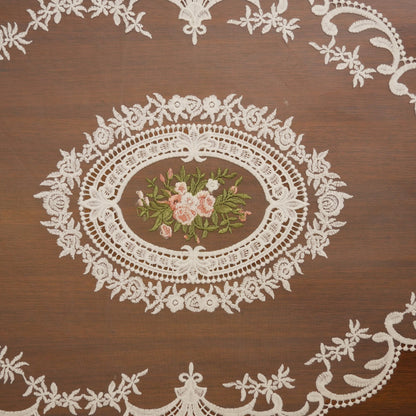 Ivory Rose Medallion Sheer Lace Table Runner (Small)