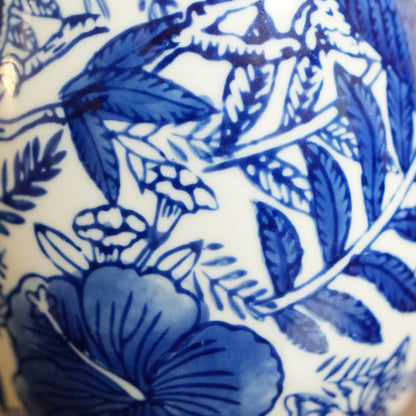 Blue Bird & Leaf Ceramic Wall Teapot
