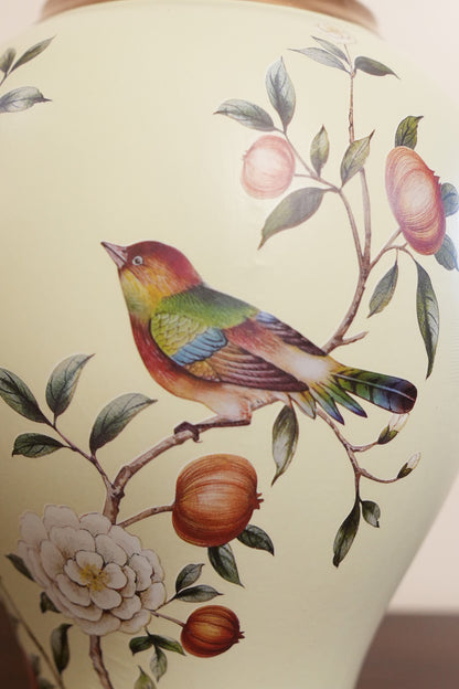 Cream Pomegranate & Bird Baluster Ceramic Vase