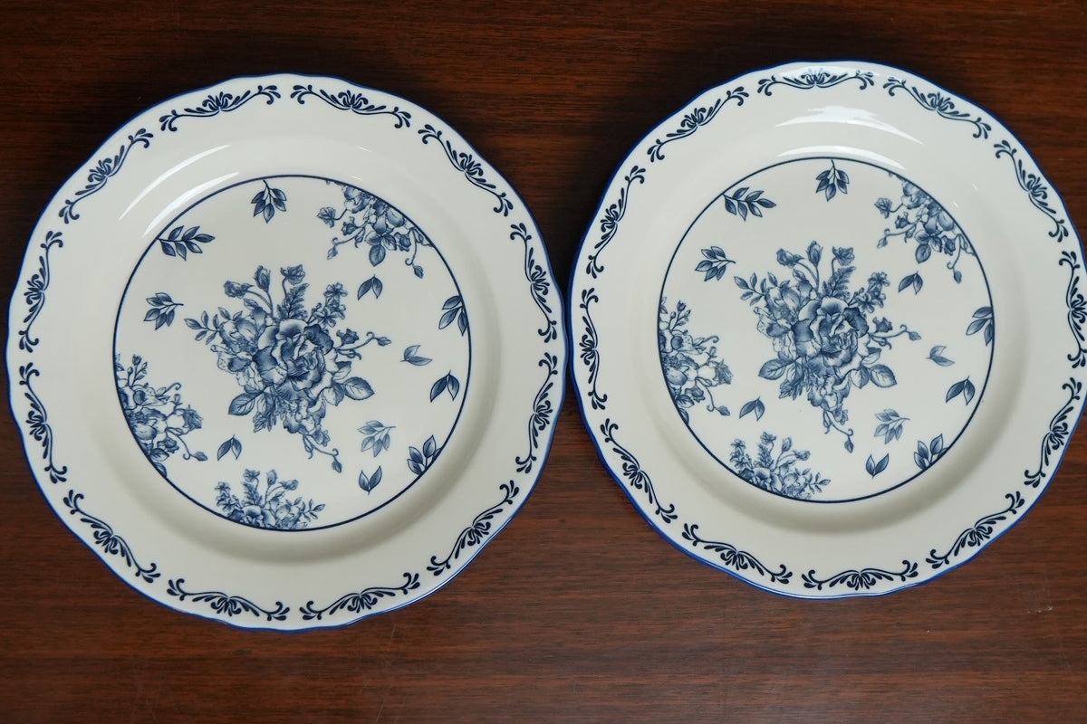 Indigo Rose Ceramic Snack Plate Set of 2