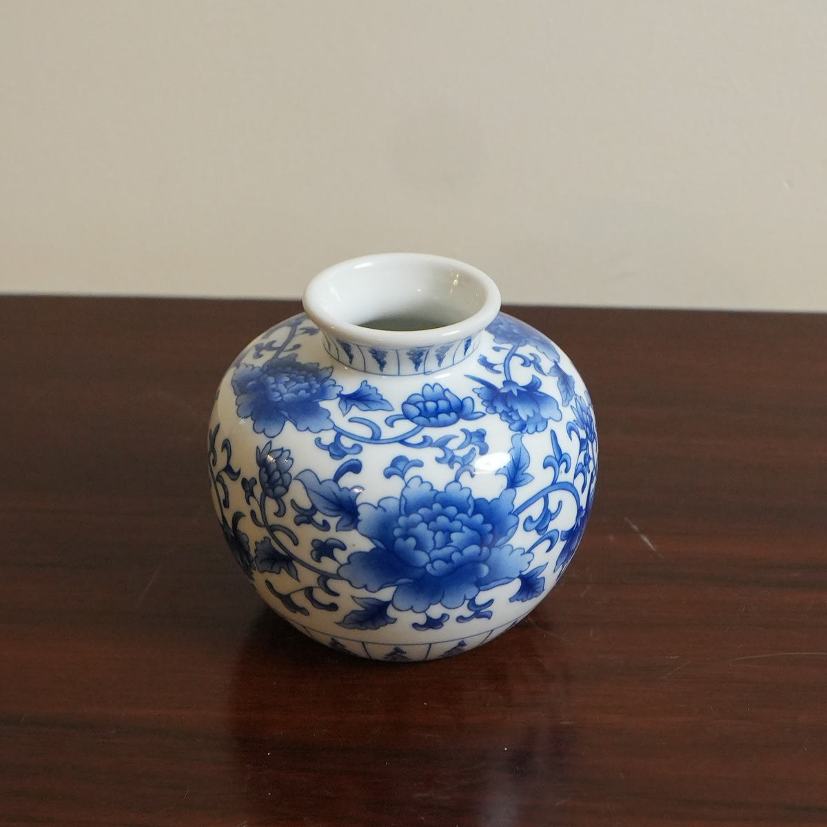 Blue Peony Ceramic Round Vase