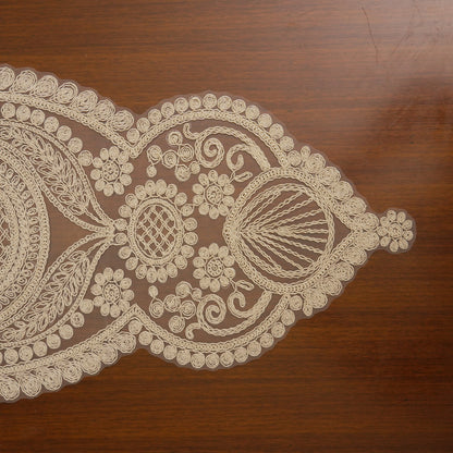 Beige Lattice Shell Lace Table Runner (Small)