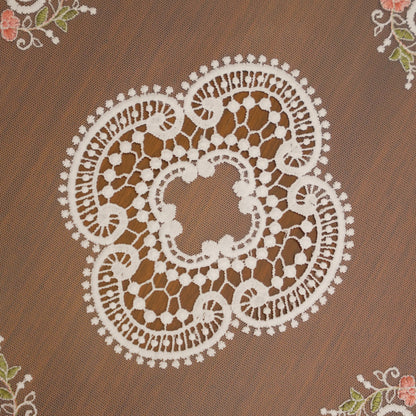 White Quatrefoil Lace & Pink Floral Small Round Table Mat (Set of 2)