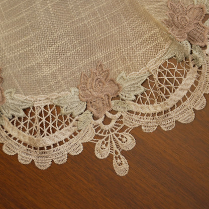 Mauve Flower Cutwork Lace Large Round Table Mat (Single)