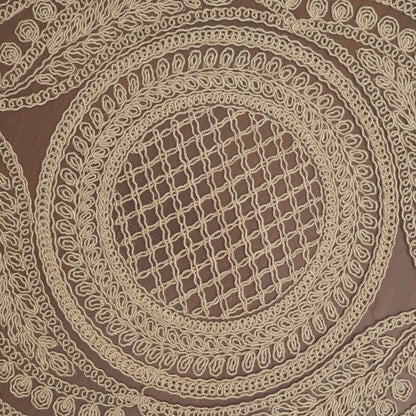 Beige Lattice Medallion Crochet Lace Oval Table Mat (Set of 2)