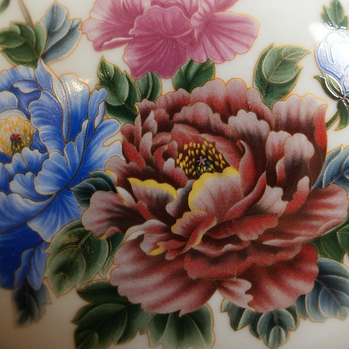 Peony Bouquet Ceramic Round Vase
