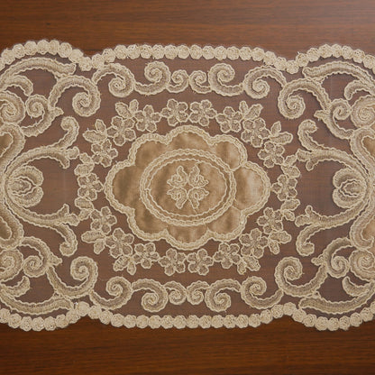 Gold Satin Scroll Lace Table Runner (Small)