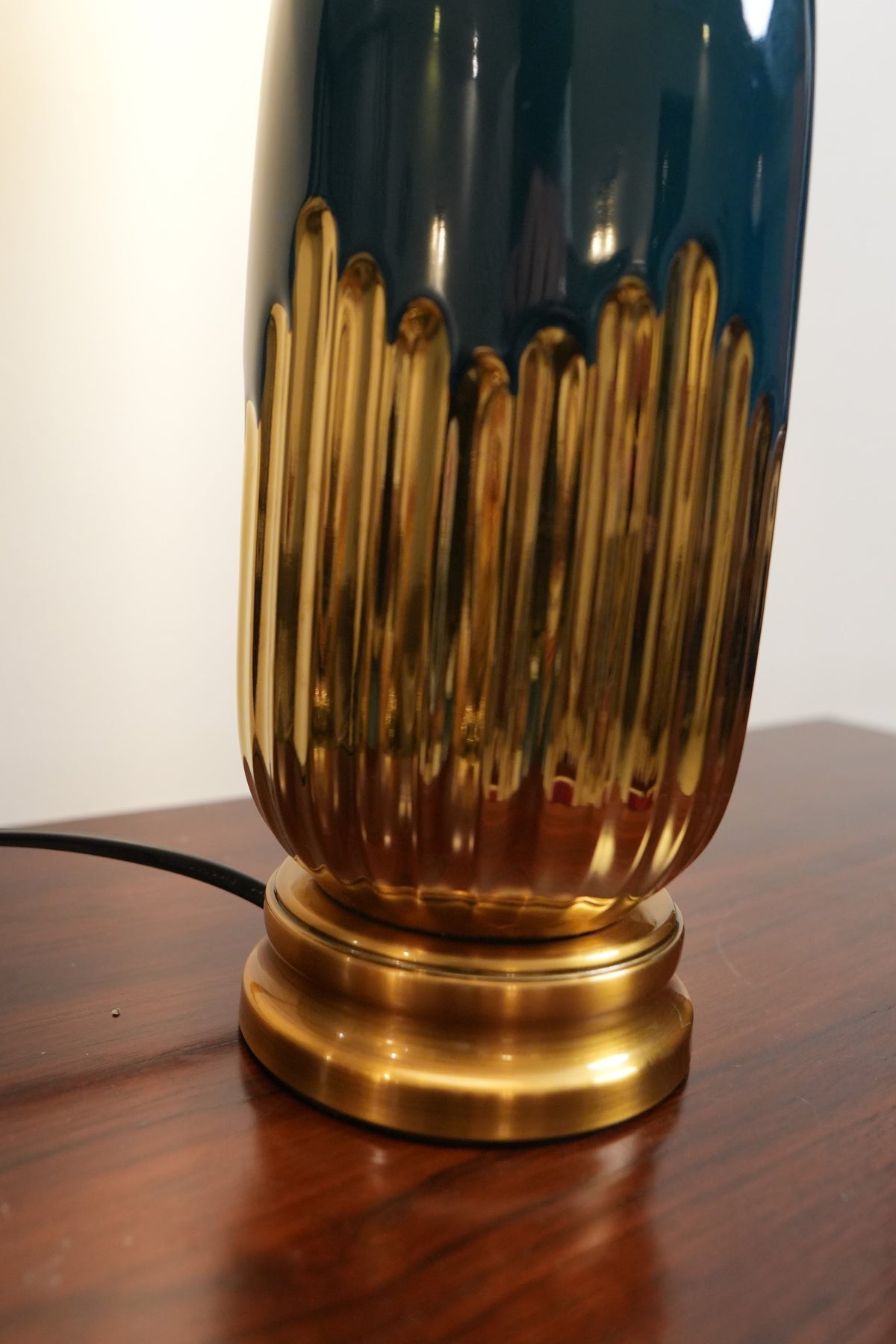 Teal & Gold Drip Ceramic Table Lamp