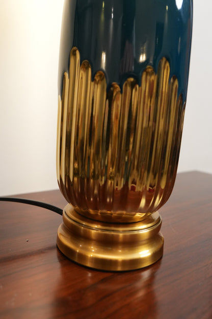 Teal & Gold Drip Ceramic Table Lamp