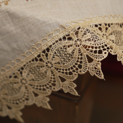 Close-up of the lace border